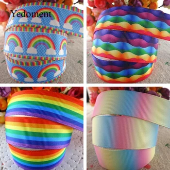 

17110426,New arrival 7/8" (22mm) 10 yards/lot rainbow printed grosgrain ribbons cartoon ribbon DIY handmade materials