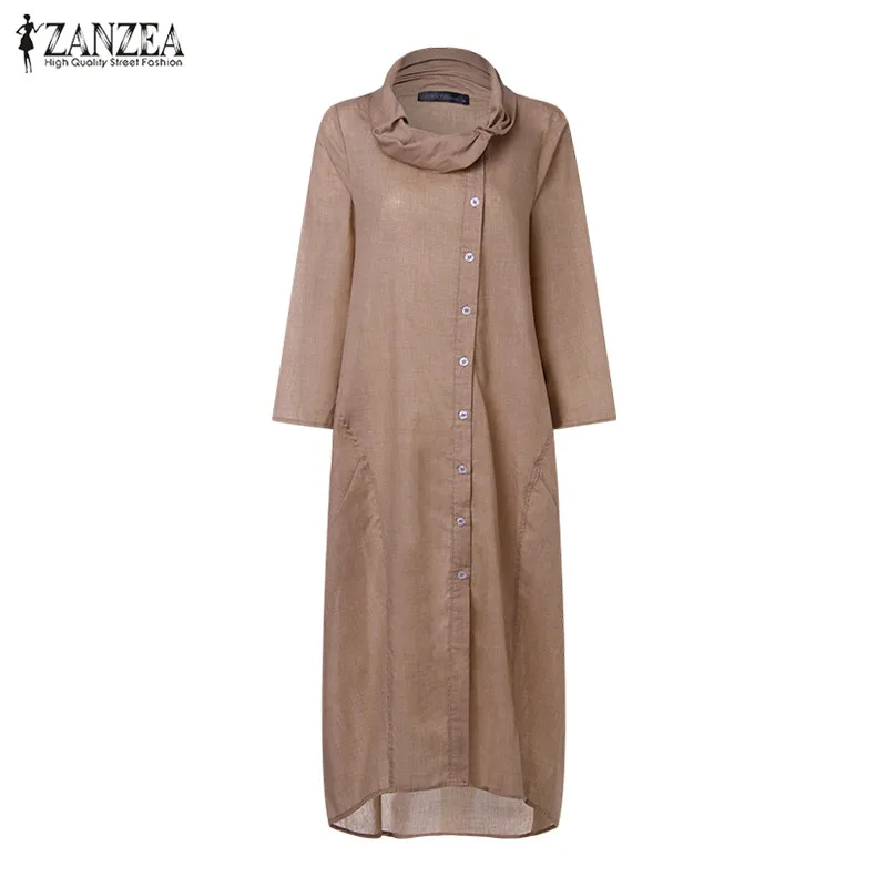 ZANZEA Women Dress Plus Size Dresses Turtleneck Maxi Long Dress 2019 Spring Casual Irregular Vestidos Robe Femme Elegant Vestido ZANZEA Women Dress Plus Size Dresses Turtleneck Maxi Long Dress 2019 Spring Casual Irregular Vestidos Robe Femme Elegant Vestido