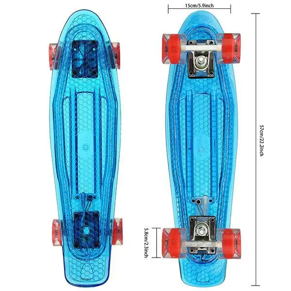 ANCHEER كروزر كريستال واضح مجلس مصباح ليد يصل عجلات في الهواء الطلق كاملة سطح لوح التزلج ANCHEER كروزر كريستال واضح مجلس مصباح ليد يصل عجلات في الهواء الطلق كاملة سطح لوح التزلج