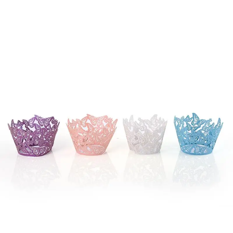 

50PCS Paper Cups Lace Laser Cut Cupcake Paper Wrappers Cake Baking Cup Home Wedding Birthday Party Decoration