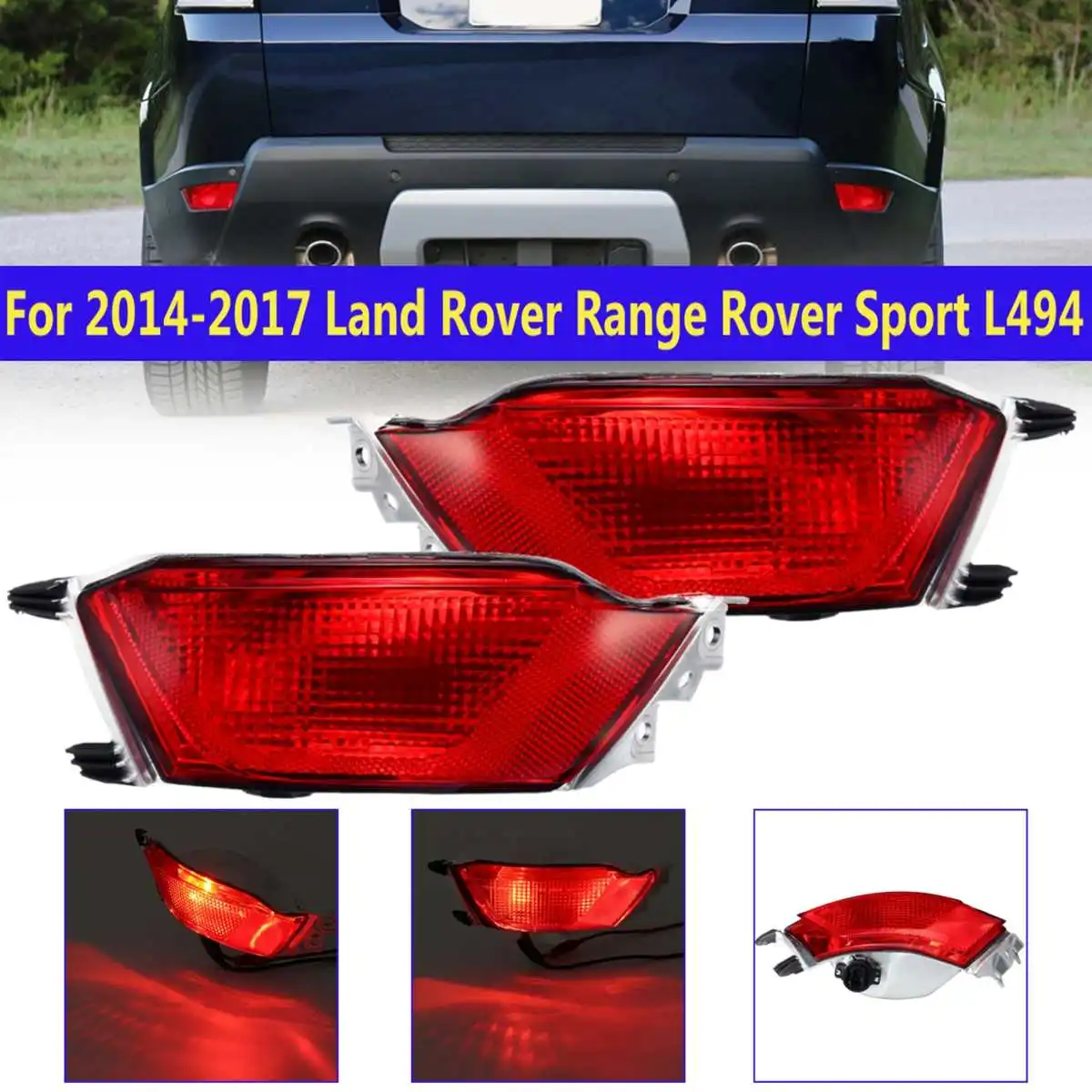 

2Pcs Rear Foglights For Land Rover Range Rover Sport L494 2014 2015 2016 2017 With Bulb Tail Light DRL Driving Lamp Taillight
