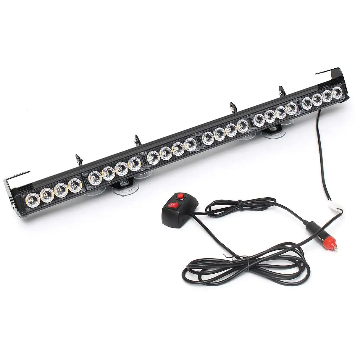 

25" 24 LED Amber Light Emergency Warning Strobe Flashing Yellow Bar Hazard Dash 12V 24W Amber Color LED Light Bar Signal Lamp