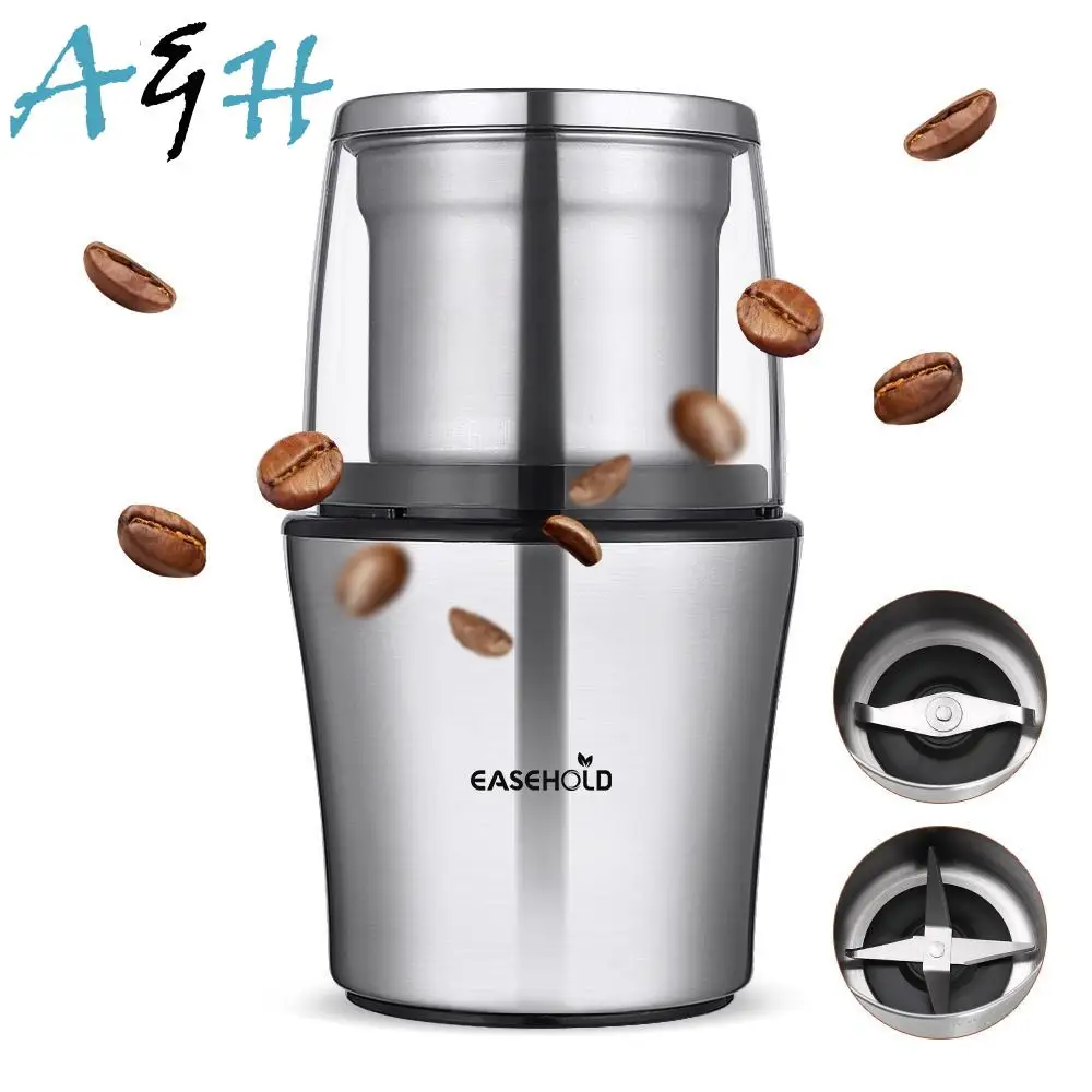 

Easehold 200W Electric Coffee Grinder Stainless Steel Body Big Capacity for Salt Pepper Grinder Powerful bean Grinding Machine