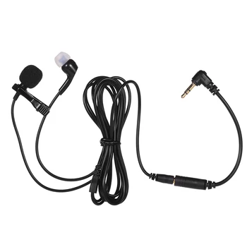 

2-In-1 Lavalier Lapel Clip-on Microphone Mic w/ Single Earphone for Tablet Laptop Camera 3.5mm Audio Plug for Video Recording