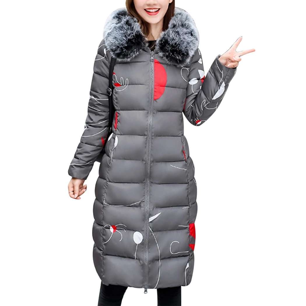 Plus Size Winter Parka Women X Long Coat Thick Warm Fur Collar Outwear