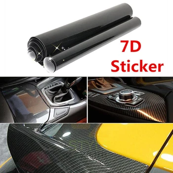 

6D Ultra High Gloss Black Carbon Fiber Vinyl Wrap Sticker Decal Air Release 6D