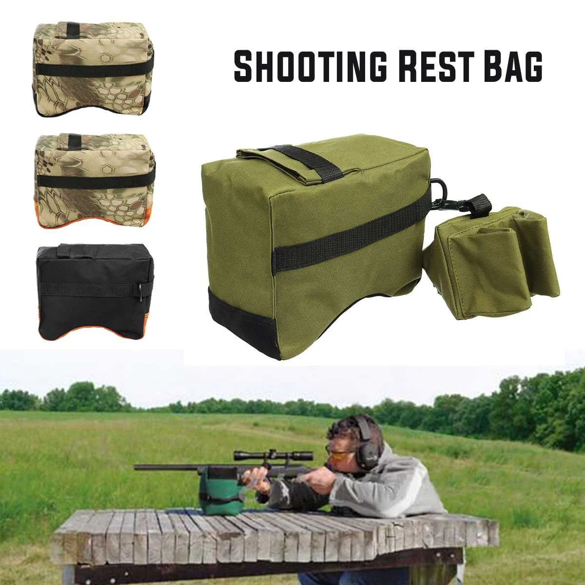 Tactical Shooting Gun Rest-Bench Front Rear Sand Bag Combo Set-Unfilled Rest Bag 