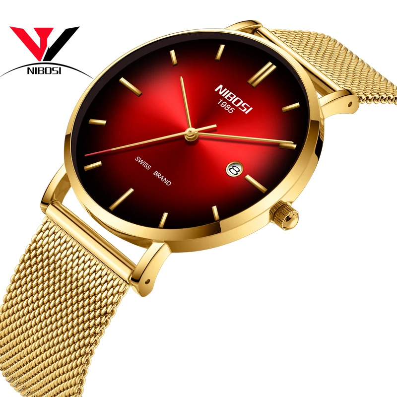

NIBOSI Top Luxury Brand 2019 Watch Men Unisex Watches Women Waterproof Simple Style Mesh Stainless Steel Relogio Masculino