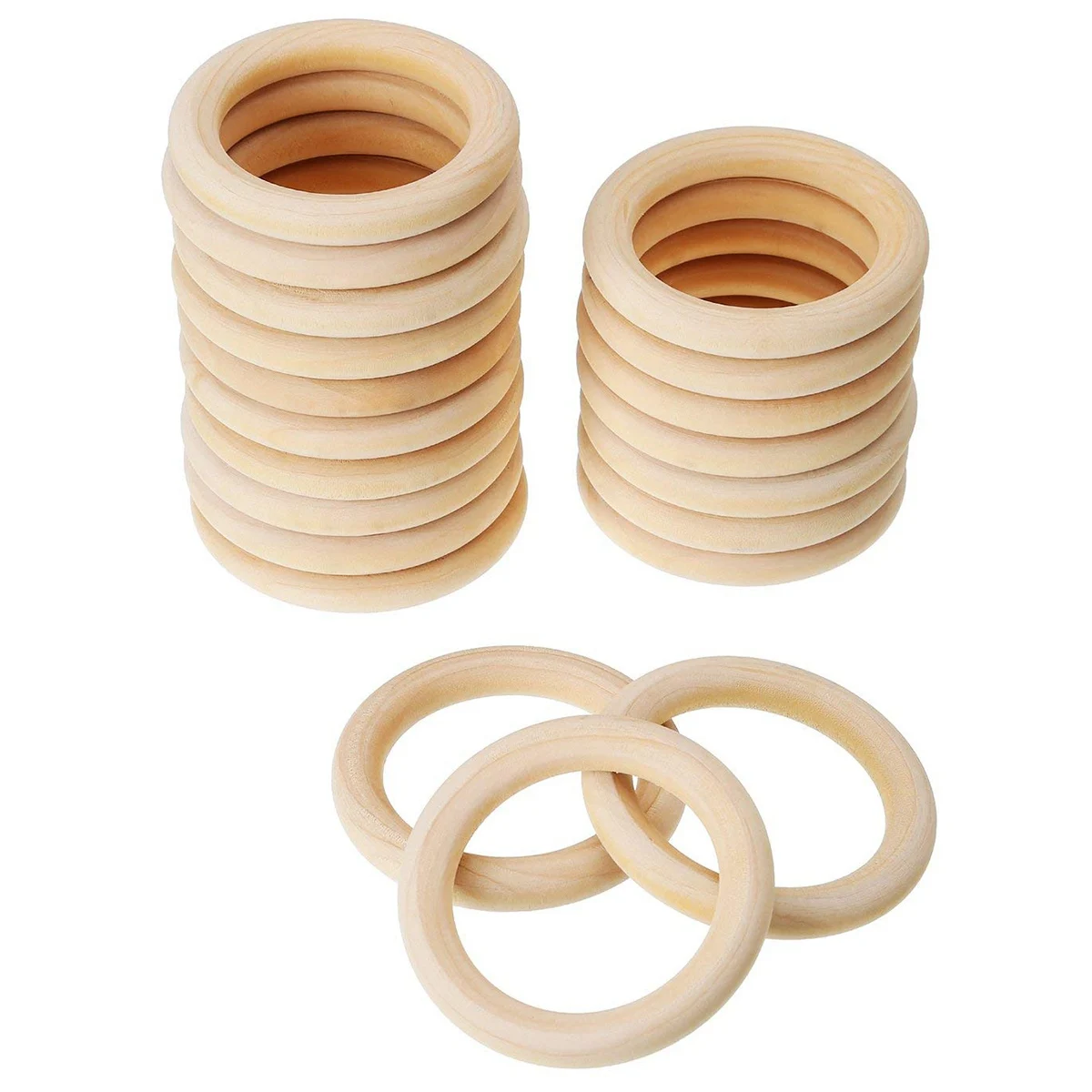 20 Pack Wood Rings Wooden Rings For Craft, Ring Pendant  