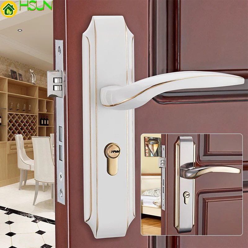 Eropa Kayu Solid Kamar Tidur Pintu Kunci Pintu Kamar Rumah Peralatan Mekanik Kunci Pintu Handle Pintu Gagang Pintu Aliexpress