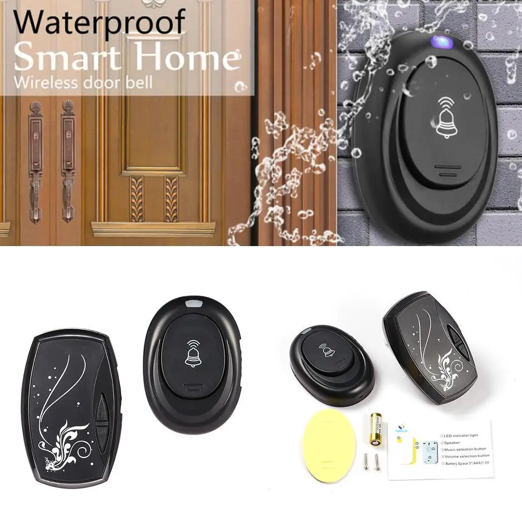 

Wireless Receiver 100meters Anti-interference Receriver 315MHZ Doorbell Smart 15mA 12V Doorbell Transmitter Waterproof