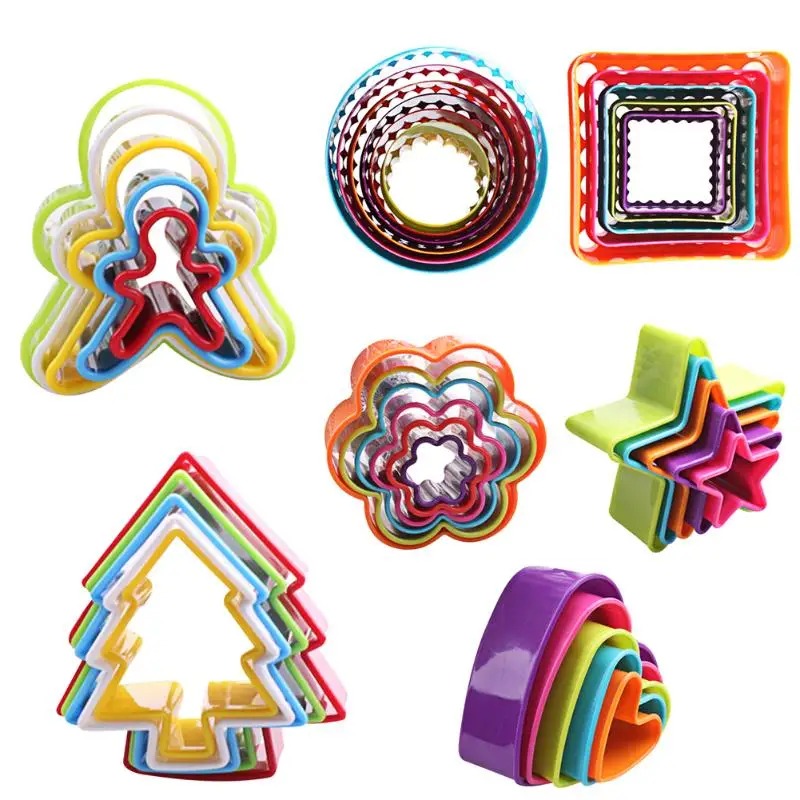 

5pcs 3D Cookie Cutter Cake Biscuit Mould Christmas Tree Round Heart Flower Mold Fondant Cutter Baking Cake Decorating Tools