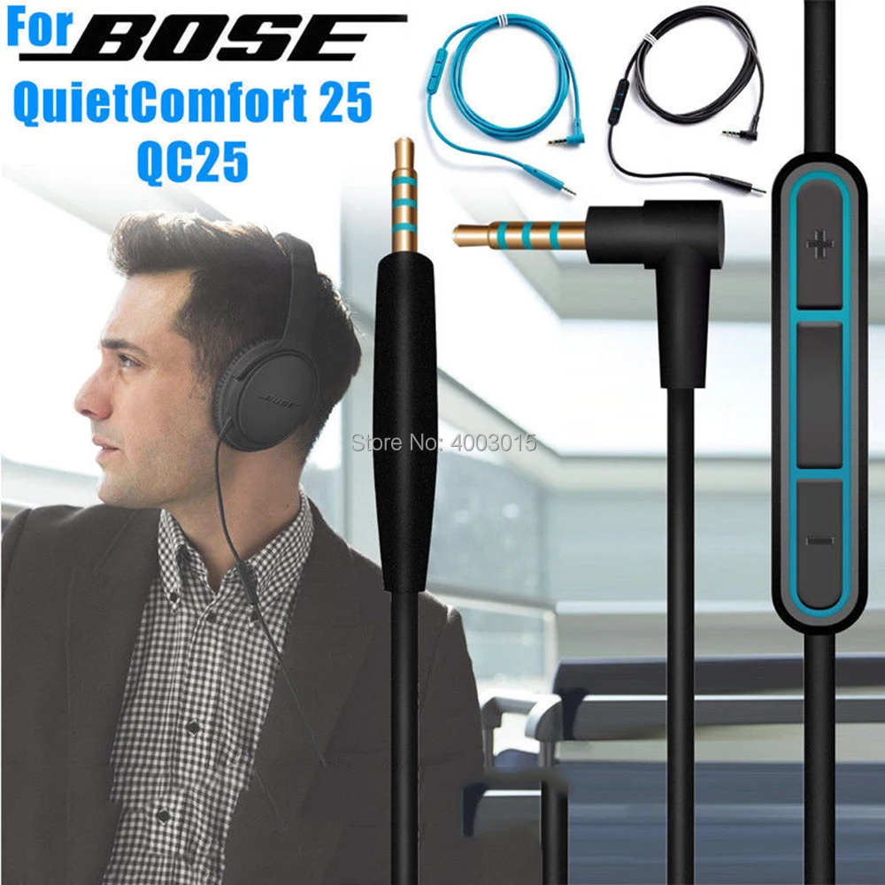

Replaceable headphone cable with remote control built-in microphone for Bose SoundTrue QuietComfort 25 QC25 OE2 OE2i headphone