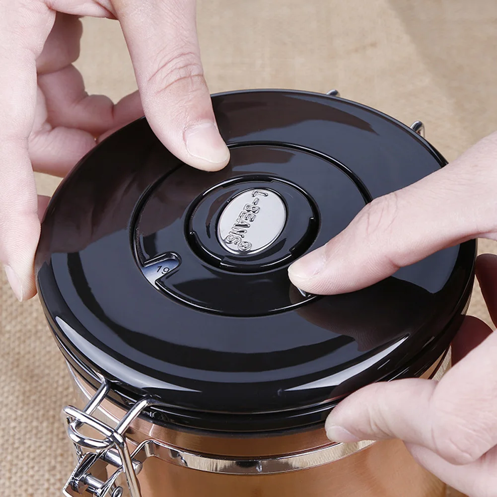 

With Exhaust Valve Canister Sugar Coffee Bean Kitchen Sealed Can Vacuum Jar Food Tea Storage Container Pot Home Stainless Steel