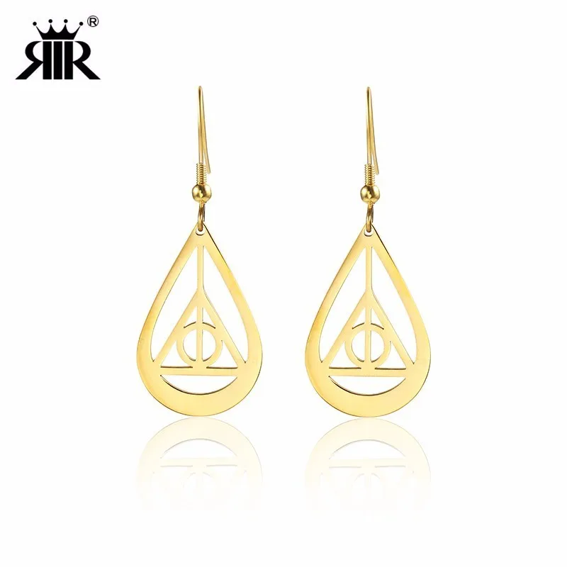

RIR Stainless Steel Harri Petter Drop Earrings Gold Triangle Potter Women Earrings Jewelry Death Sacred Inspire