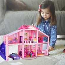 DIY маленькие куклы дом 3D Пластиковые кукольные домики собрать кукольный домик двухэтажный вилла игрушка для играющие Дети Дом