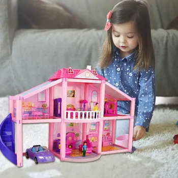 

DIY Small Doll House 3D Plastic Doll Houses Assemble Dollhouse Double-decker Villa Toy For Children Kids Play House