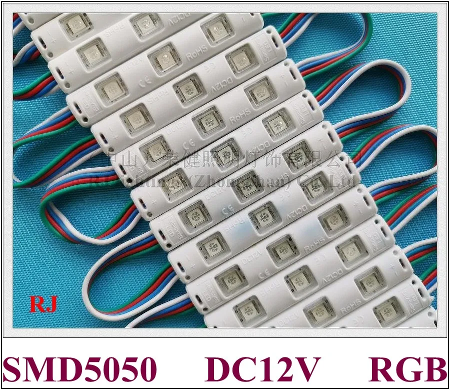 ПВХ инъекций RGB светодиодный модуль SMD 5050 водонепроницаемый светодиодный модуль RGB SMD5050 DC12V 0,72 W 3 светодиодный IP65 75 мм * 13 мм * 6 мм