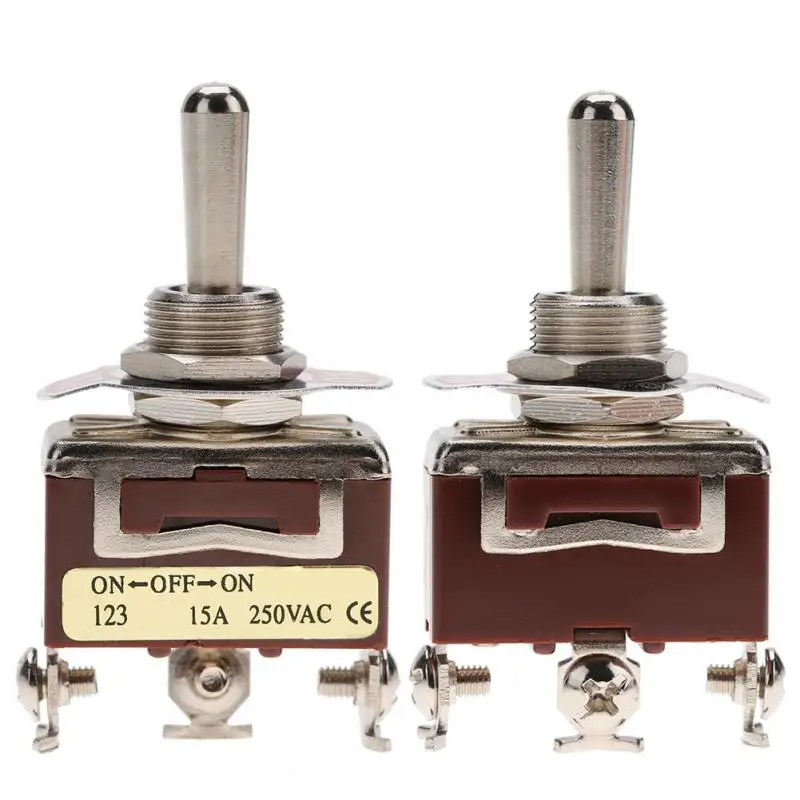 ON-OFF-ON кратковременный переключатель SPDT 3-Pin 12 мм 15A 250VAC однополюсный двойной