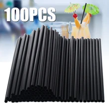 100 шт черные пластиковые соломинки мини коктейльные соломинки праздничные напитки вечерние принадлежности инструмент для бара Аксессуары 130 мм длина