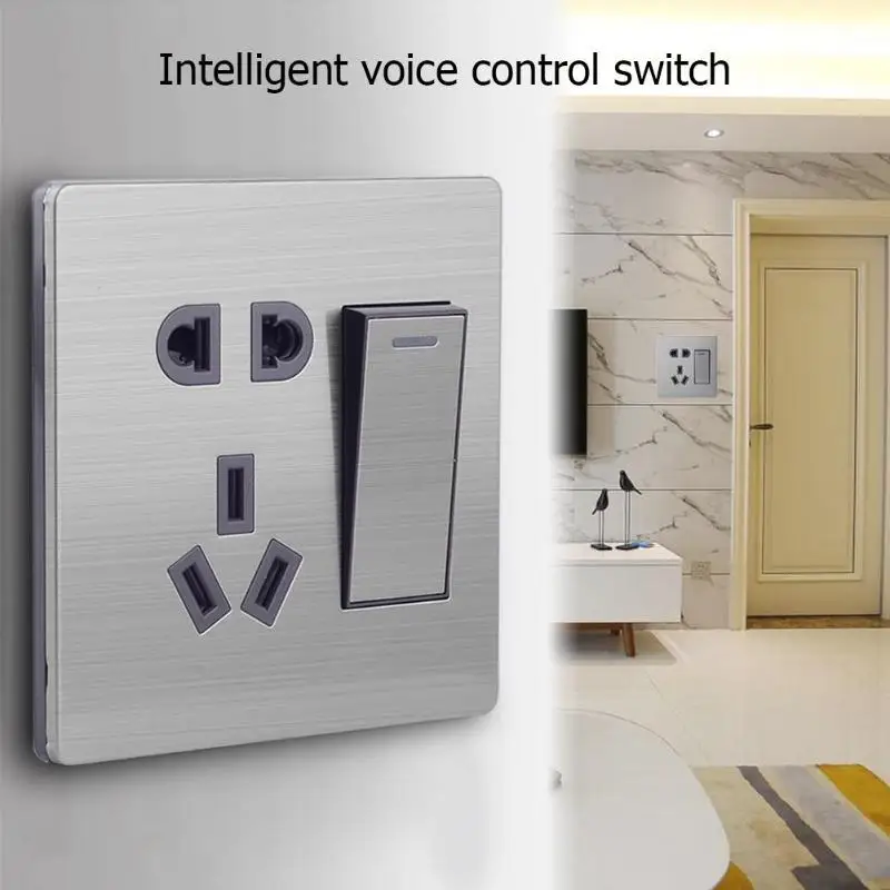 

Stainless Steel Wire 5 Holes Double Control Panel Switch Socket Wall Outlet 50-220V 304 stainless steel Tin Phosphorus Bronze
