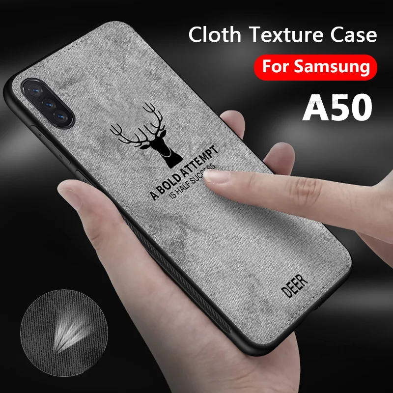 Тканевый чехол для Samsung Galaxy A50 тканевый Мягкий Силиконовый ТПУ бампер жесткая