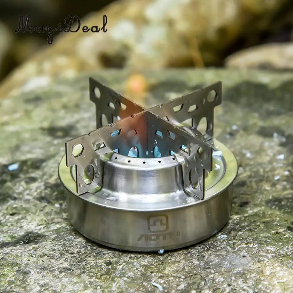Portable Outdoor Camping Alcohol Stove with Pot Bracket Rack Support