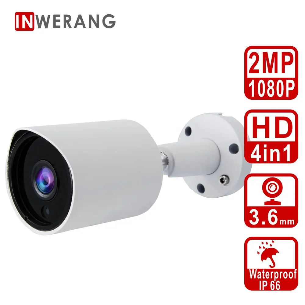 

Inwerang HD 2MP 4in1 Bullet Security Camera,3.6mm Lens Wide Angle Outdoor/Indoor IP66 Waterproof Day/Nigh Vision Security Camera