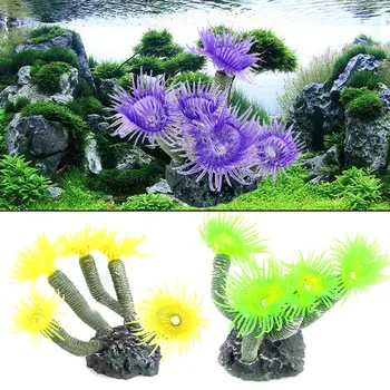 

Aquarium Fish Tank Silicone Coral Plant Decoration Boutique Concrete Base Simulation Plants Dercorations Ornaments