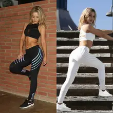 Новинка, женские черные/белые Стрейчевые штаны для йоги, полосатые леггинсы для фитнеса, тонкие спортивные штаны для бега, женские эластичные Длинные обтягивающие леггинсы