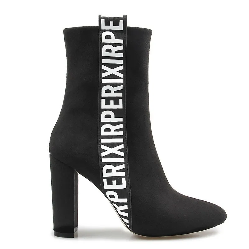 

Faux Suede fashion Ankle Boots for Women Shoes Pointed Toe High Square Heel Botas Mujer Botte Femme