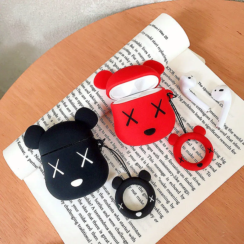 Soft Silicone airpods Case for apple airpods 1/2 Tws Charging Box Cartoon Violent Bear Earphone Case Protective cover coque