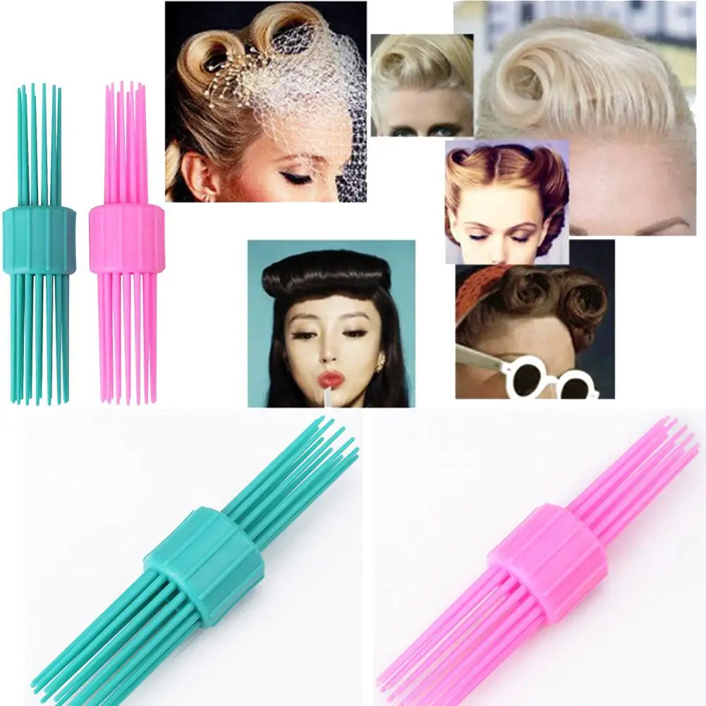

XY Fancy Vintage Rolling TP Hair Style Comb Double Head Hairbrush Pinned Curl Roll Bang Stand-up Roll Brush Hairstyle Tool