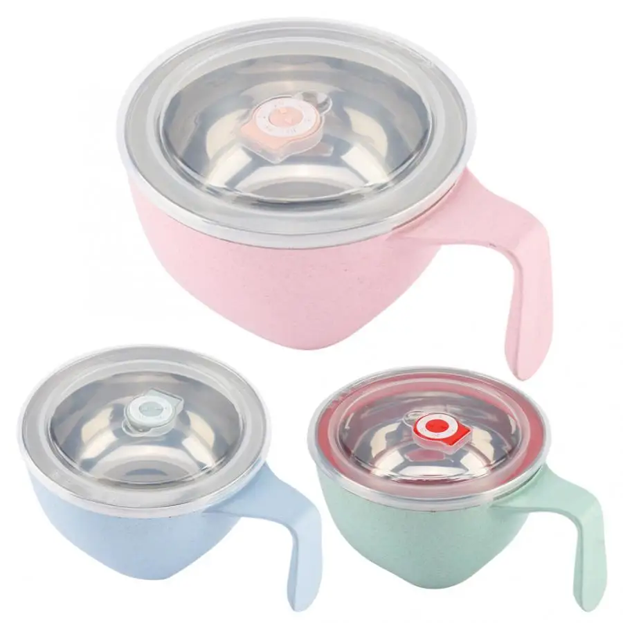 Stainless Steel Noodle Soup Bowl with Cover Home Food Fruit Container