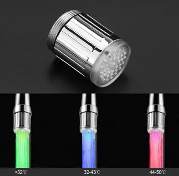 

3 Color Changing LED Light Faucet Water Tap LED Light Water Faucet Temperature Sensing Sink faucet Kitchen Bathroom Supplies Hot