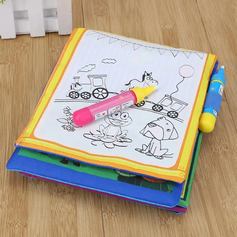 Детская тканевая книга унисекс с изображением животных Волшебная водная книга для рисования Водная раскраска развивающая игрушка для детей более 2 лет