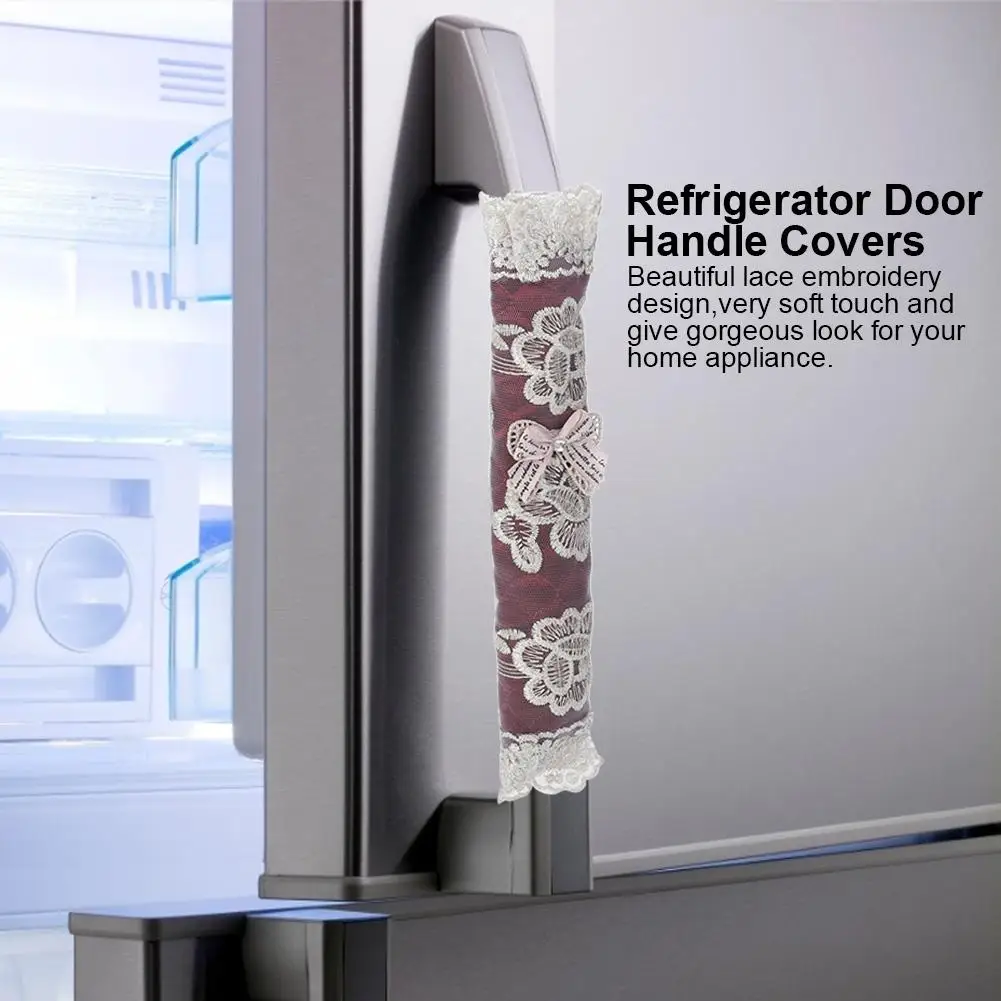 

2Pcs/Set door handle Lace Refrigerator Door Handle Protective Covers Electrical Kitchen Appliances Gloves stainless