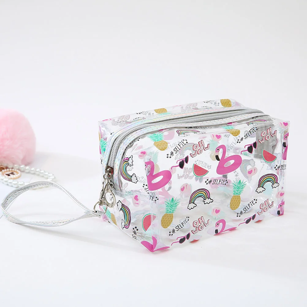 Мультяшный прозрачный косметический пакет ручная косметичка Фламинго прозрачная моющаяся сумка женские прозрачные сумки Фламинго Монета Сумка