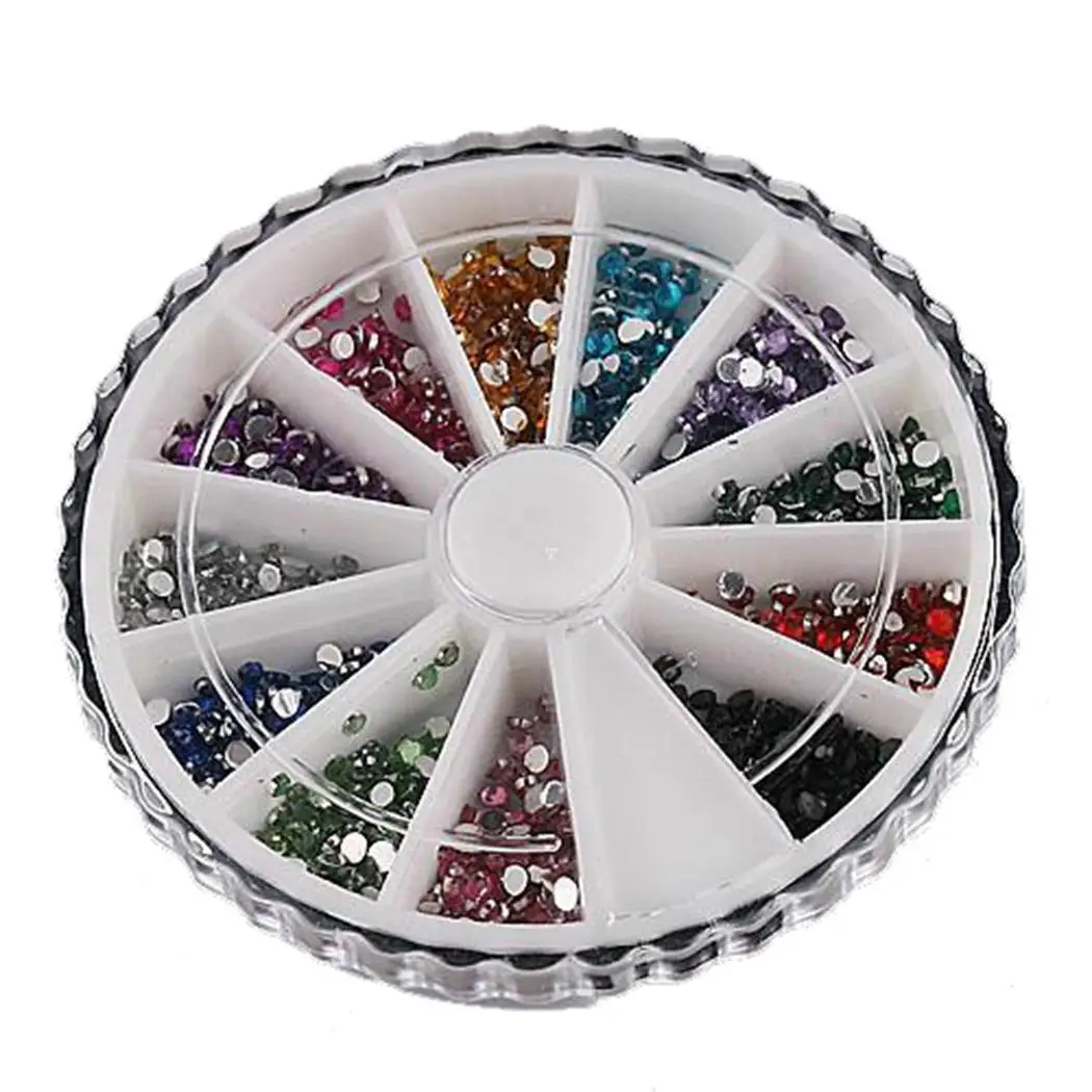 

12 Colors 3D Design Nail Art Multi Rhinestone Glitter Decoration Small Round Decorations Gem Decorations