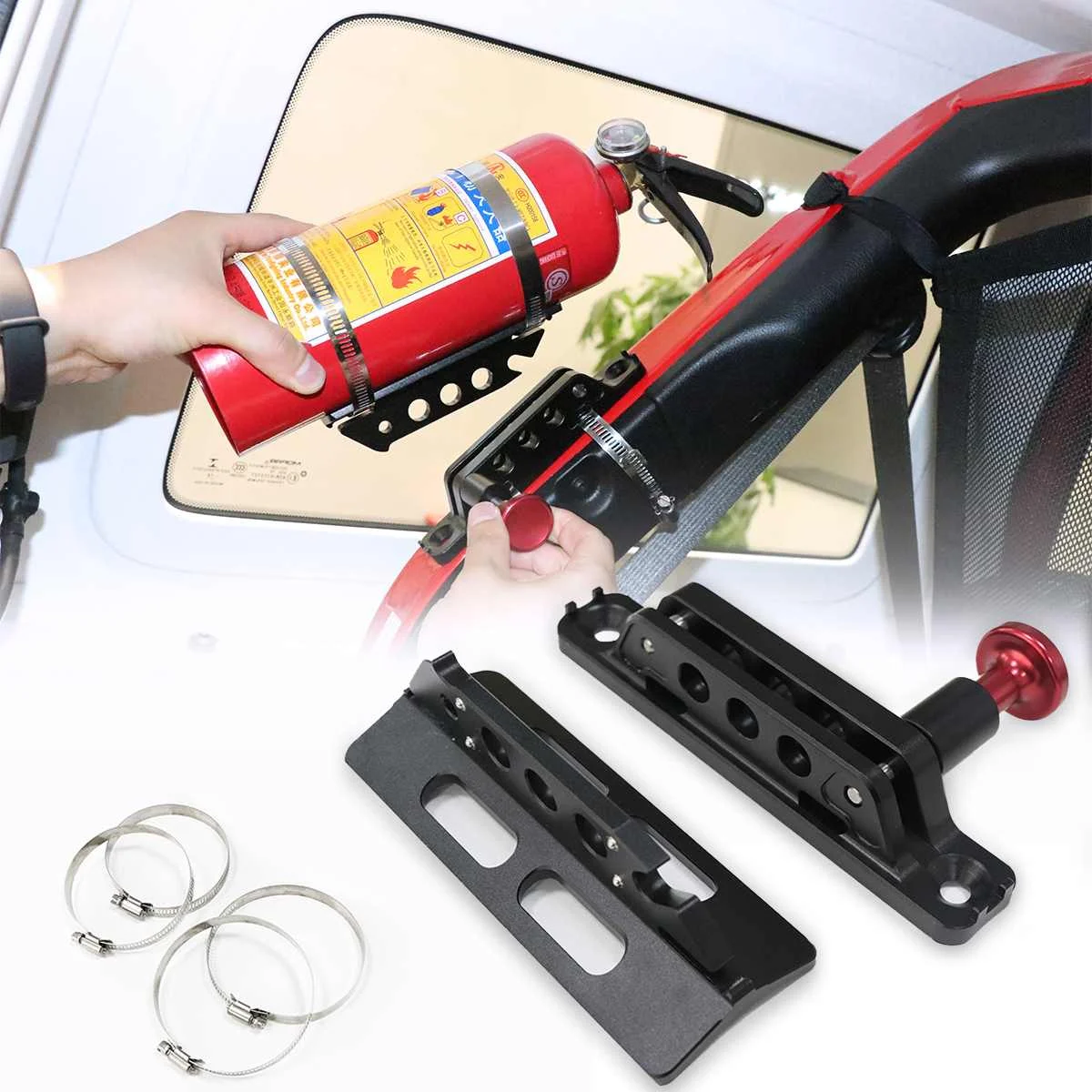 

For Jeep For Wrangler JK TJ CJ Rubicon Adjustable Roll Bar Extinguisher Mount Holder Clamps Aluminum For Polaris RZR Ranger