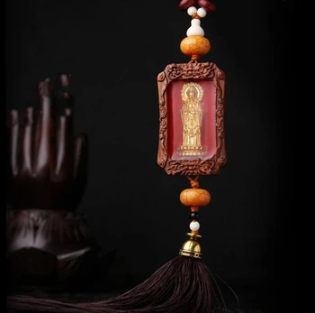 

Chinese Rosewood Wood Carved Lotus Guan Yin Kwan-yin Bodhisattva Exquisite Car Pendant Statue Gift