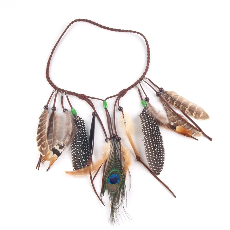 

MYTL Native American Indian Feather Headband Festival Headdress Hair Accessories Women