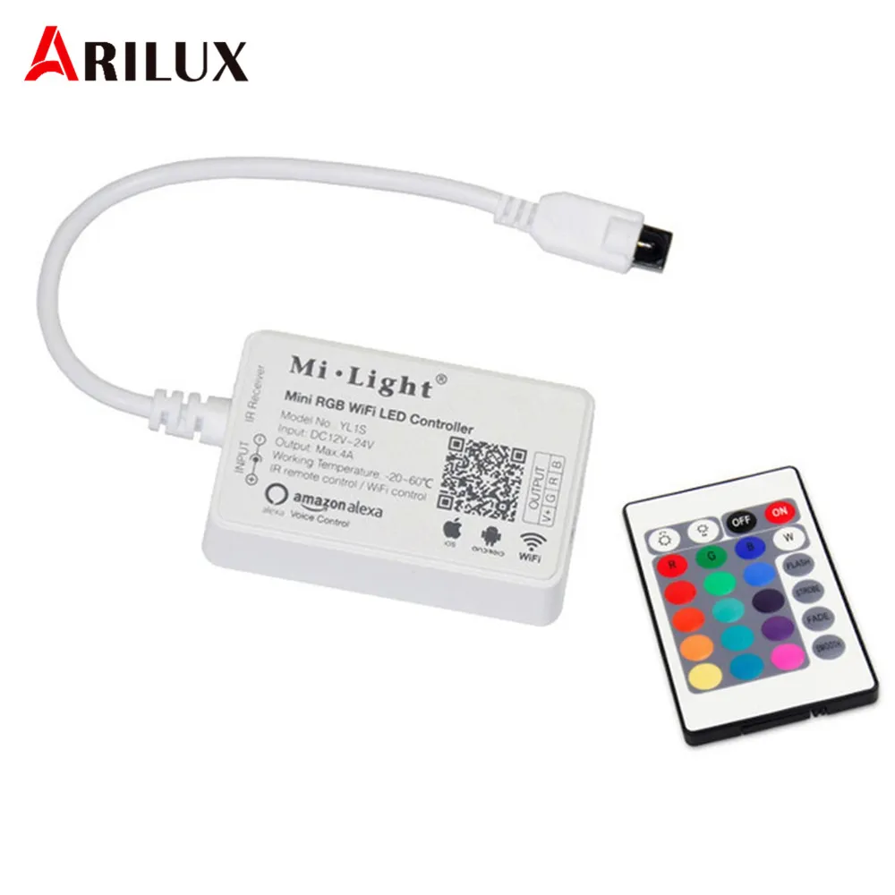 

ARILUX Milight YL1S DC12-24V Mini RGB WiFi Smart APP LED Controller+IR Remote Control for LED Strip Light