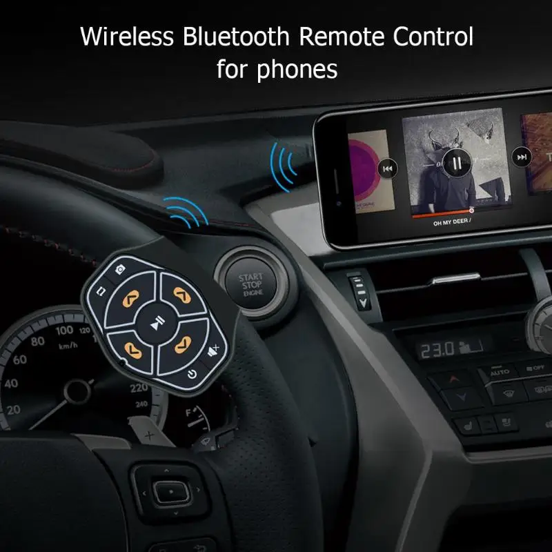 

New Wireless Car Steering Wheel Remote Control Bluetooth 4.0 Hands-free Multimedia Player Button For Android IOS Car Styling