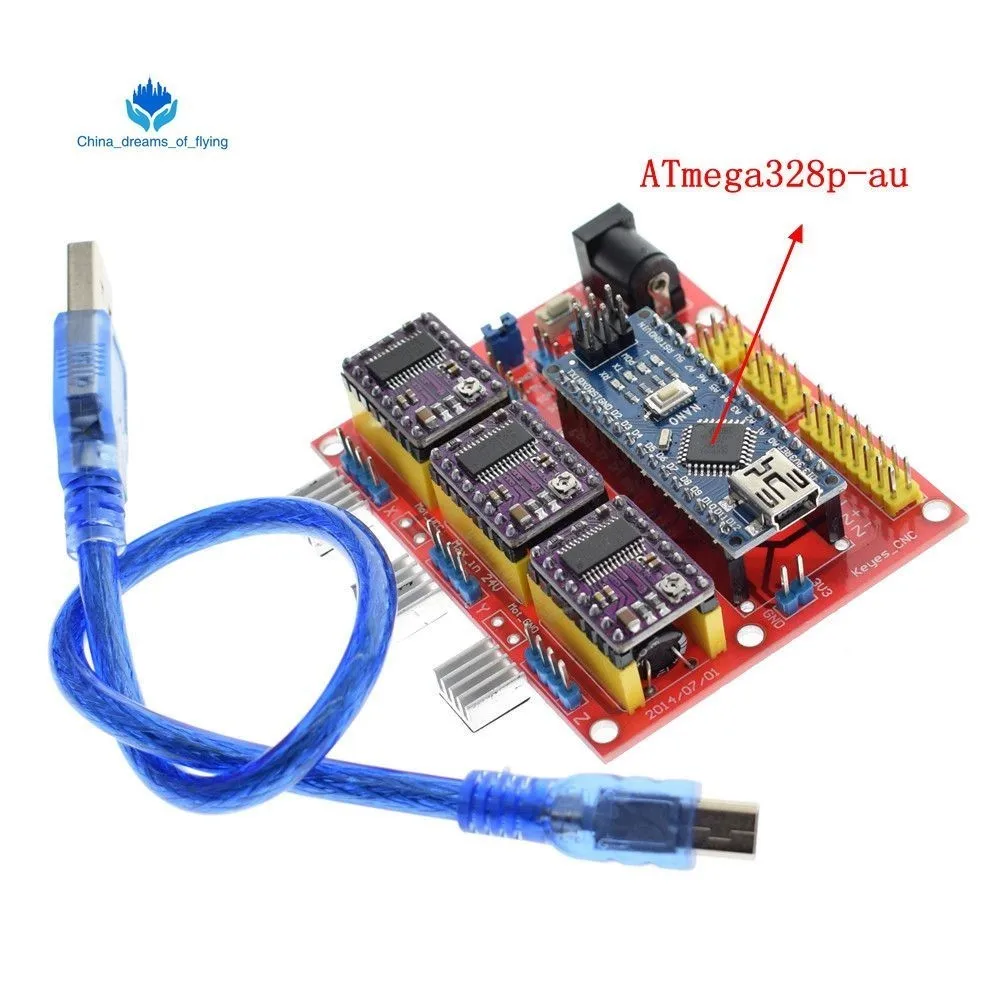 

1set ShengYang 3DV4 CNC Shield V4 + Nano 3.0 + 3pcs DRV8825 Reprap Stepper Drivers Set For Arduino