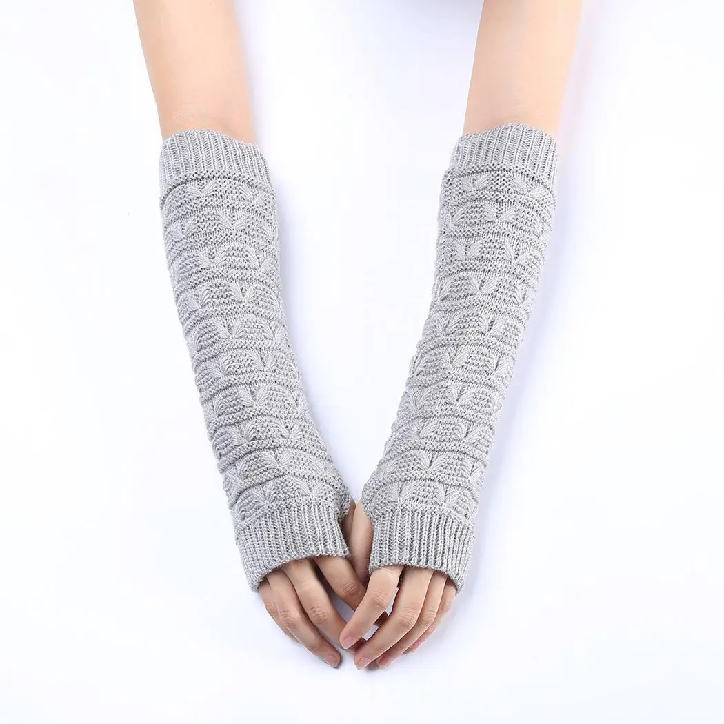 Guantes Mujer Mittens Gloves Women Knitted Arm Fashion  Hand Warmer Winter Gloves Women Crochet Knitting Faux Wool Mitten W
