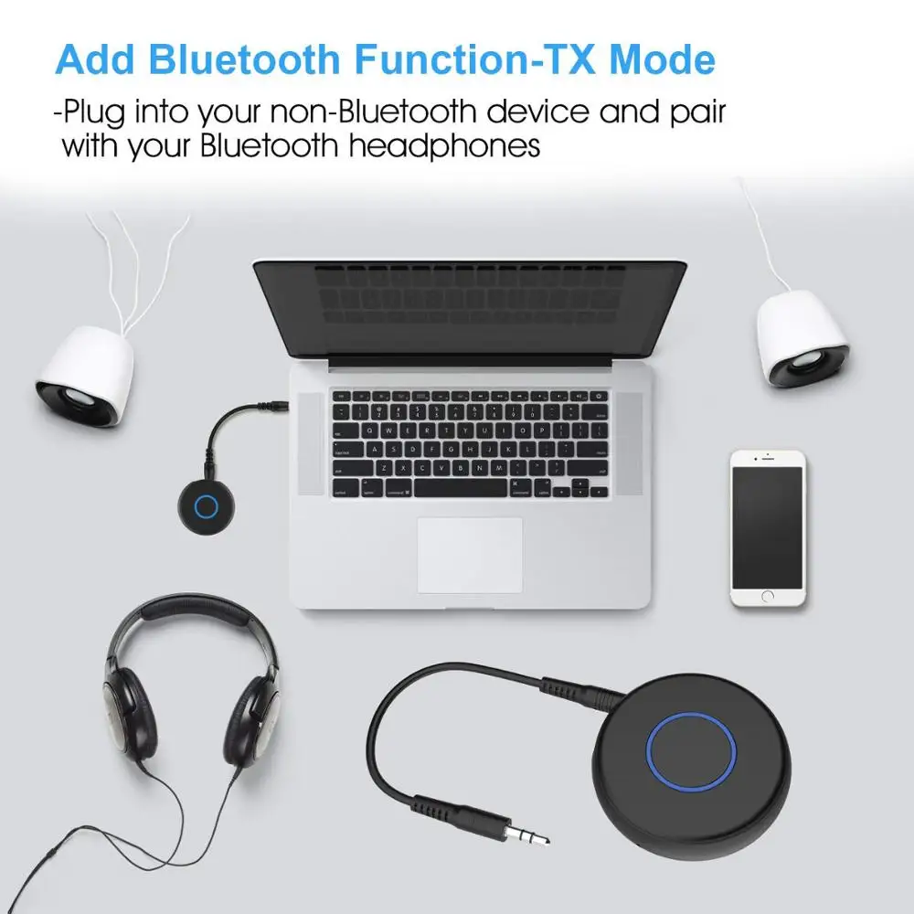 VAORLO 5 0 Bluetooth Transmitter For TV PC 3 5mm Jack Audio Music Wireless Adapter For Bluetooth Headphones Bluetooth Adaptador