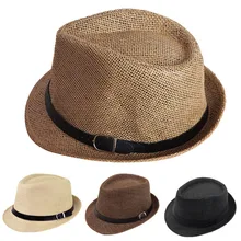 Мужская женская шляпа-федора соломенный джазовый солнцезащитный козырек Летняя Пляжная Панама Кепка EDF88