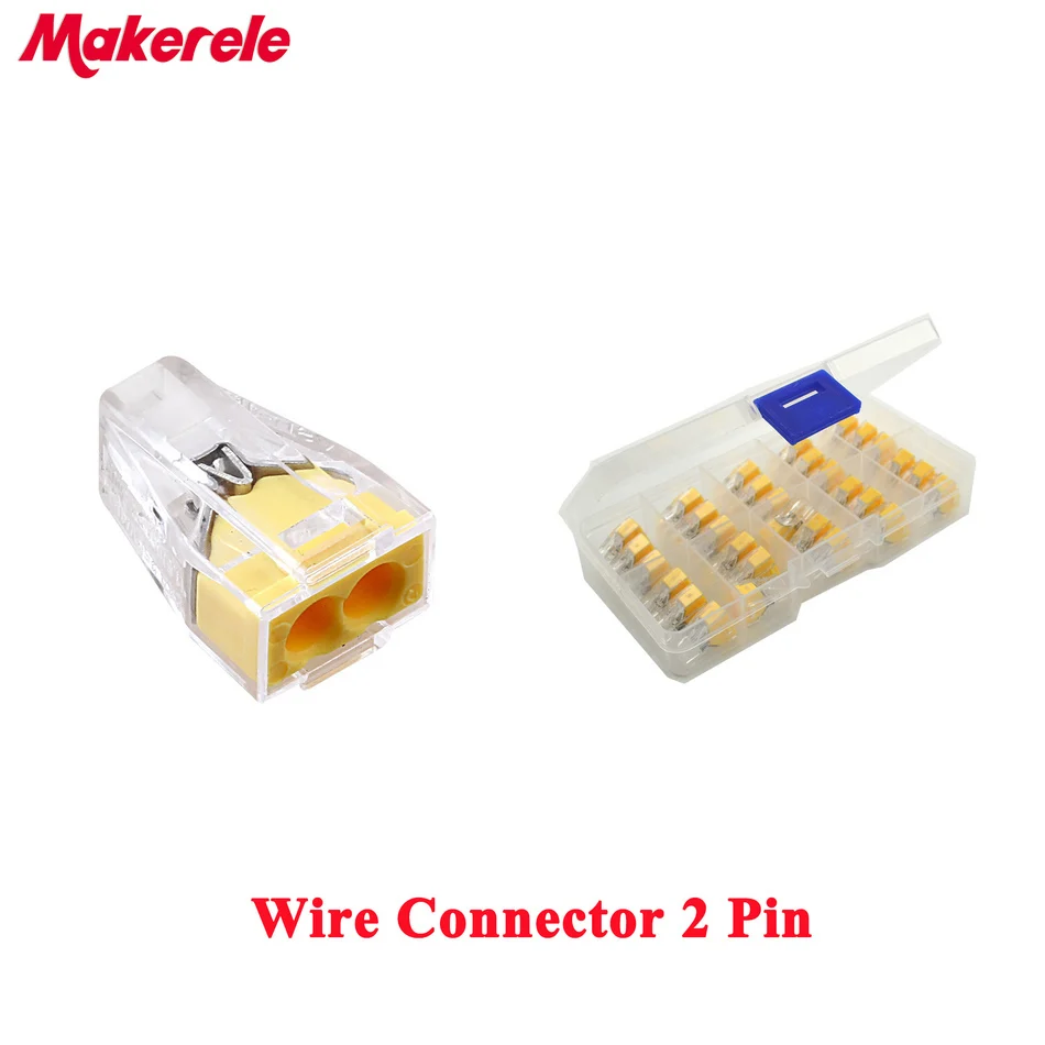 

30PCS 777 602 Push Wire Connector Universal Compact Wire Quick Wiring Connectors 2 Pin Conductor Terminal Block with Lever wago