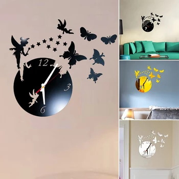 

Butterfly Mirror Wall Clock Acrylic Wall Sticker Clock Living Room Home Decor
